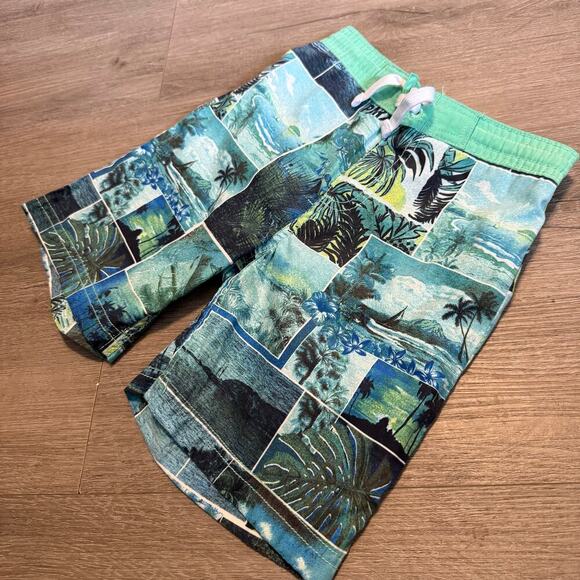 Tommy Bahama Boys Swim Trunks Size 4 Tropical Island Green Blue Board Shorts - Picture 7 of 7